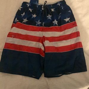 Brand: pacific scene, size: M, color: red white blue in a American flag style